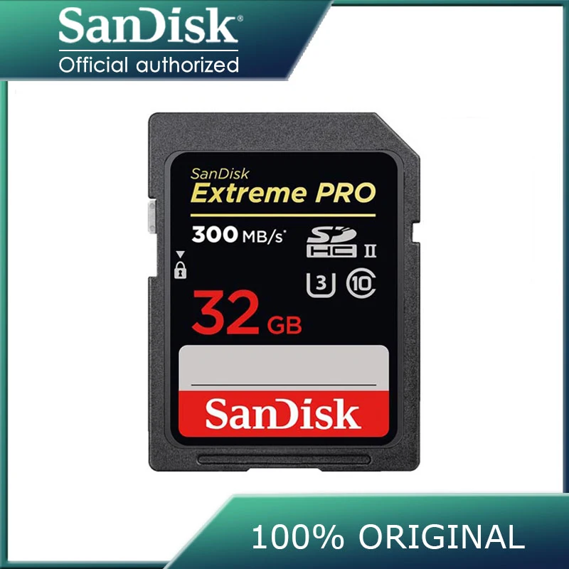 Original SanDisk Extreme Ultra High Speed 32GB 64GB SD card Class10 300M/s U3 SDHC SDXC UHS-II 128GB Memory Card  for Camera