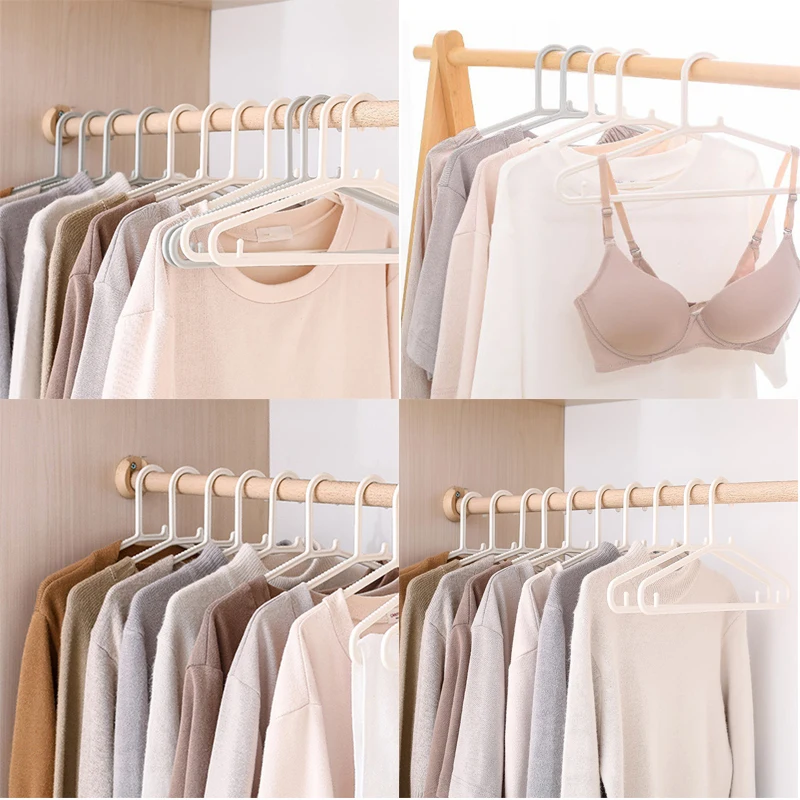 

10 шт./компл. серые Нескользящие пластиковые вешалки для взрослой одежды, стеллажи для хранения, портативные сушилки