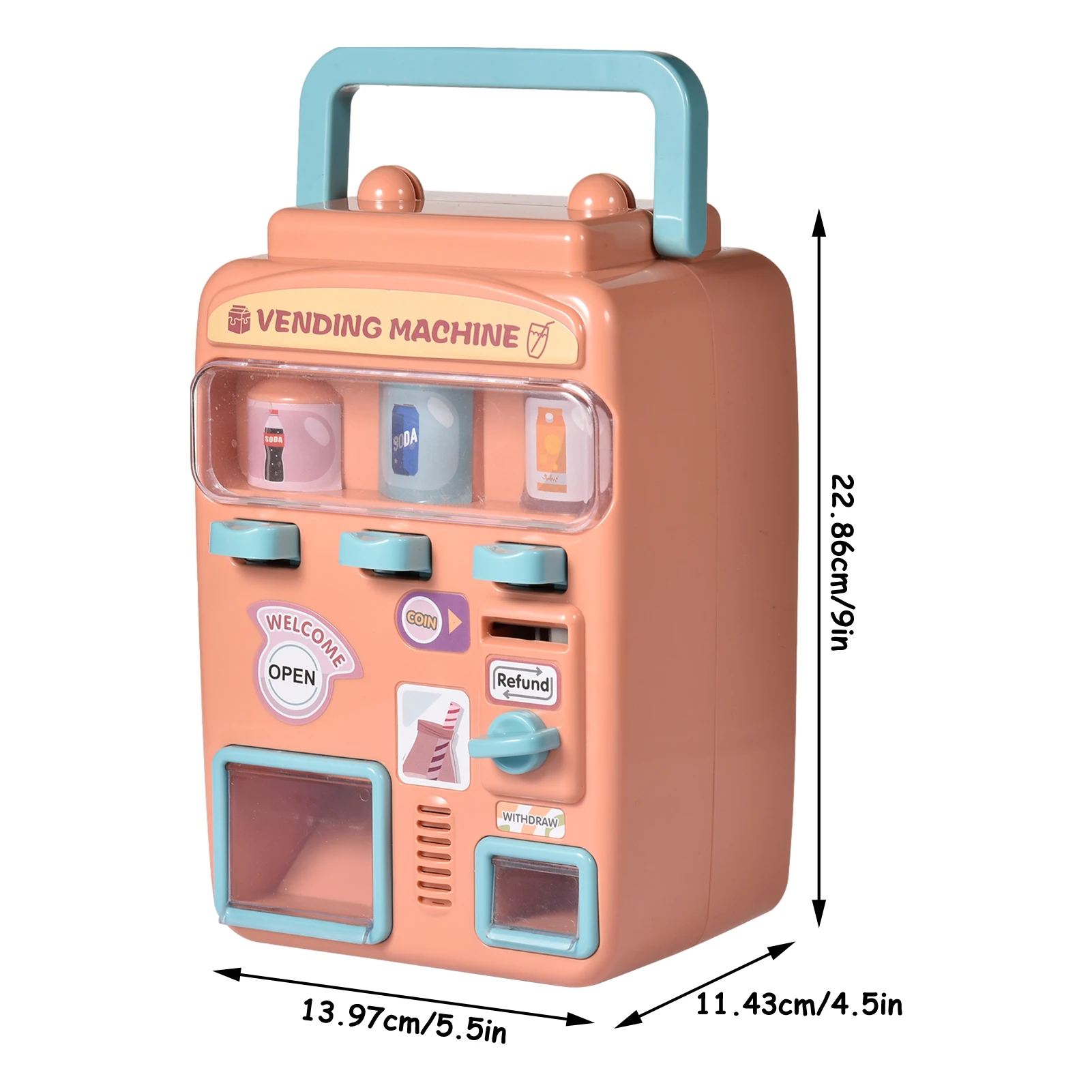 

Kids Vending Machine Thermoelectric Mini Fridge Pretend Toy Play House Early Learning Education Puzzle Interactive Activity Tool