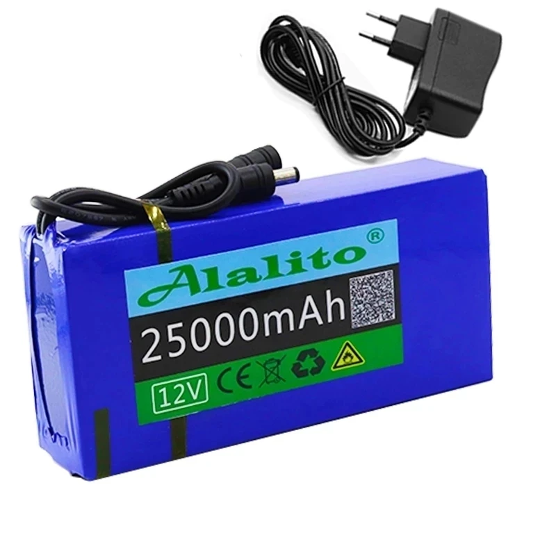 High Quality Super Rechargeable Portable Lithium-ion Battery DC 12V 25000mAh With US or EU Plug 12.6v 25Ah battery pack+charger |