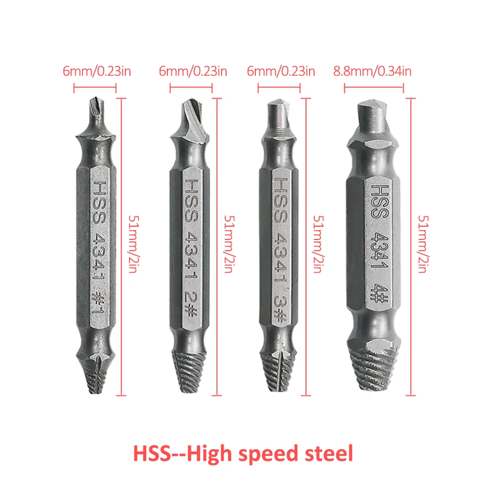 4 шт. высококачественный экстрактор столярных винтов сверла для удаления болтов