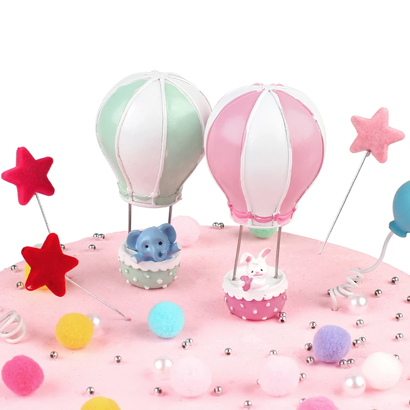 

Resin Mini Cute Hot Air Balloon Rabbit And Elephant Statue Decoration Ornament Colored resin bunny elephant hot air balloon