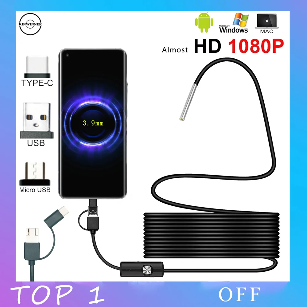 Android эндоскоп Камера HD 1080p 3 9 мм Мини ПК Тип USB C для автомобилей Интерфейс IP67
