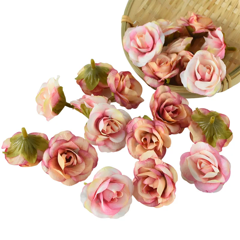

20pcs 4cm Silk Flowers Artificial Rose Heads Wedding Home Decoration Floral Accessories DIY Wreath Gift Scrapbook Handmade Craft