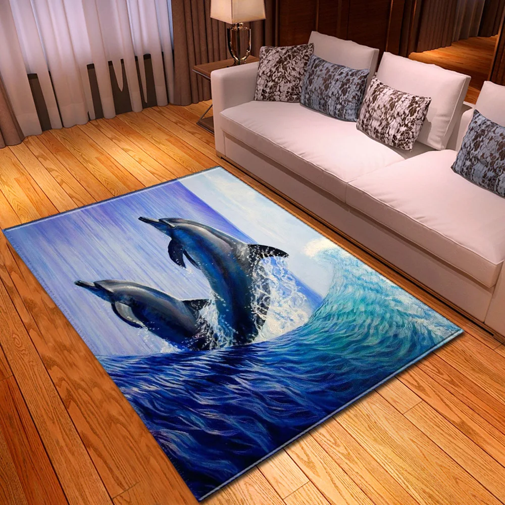 Underwater World Large Size Carpet Dolphin 3D Printed Kids Game Carpets Child Bedroom Play Crawl Floor Mat Home textile Soft Rug | Дом и сад