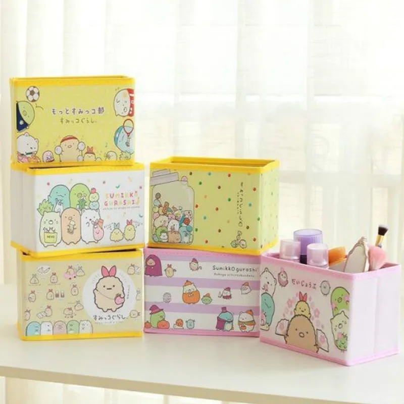 

1pcs Anime Sumikko Gurashi Cartoon Corner Bio Creature Desktop Cosmetic Storage Bag Girls Lovely Flodable Home Makeup Box Case