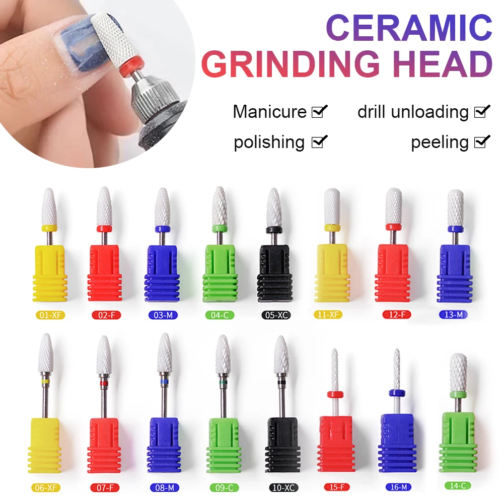 

Nail Drill Bits Electric Polisher Drill Bits Ceramic Acrylic Gel Nail Bit Nail Art Tools Manicure Pedicure