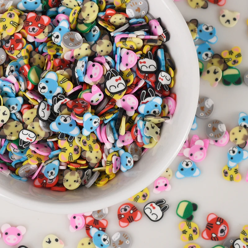 

20g/lot Cartoon Cute Animal Slices Polymer Hot Clay Sprinkles Scrapbooking Nail Art Decoration DIY Slime Filling Accessories 5mm