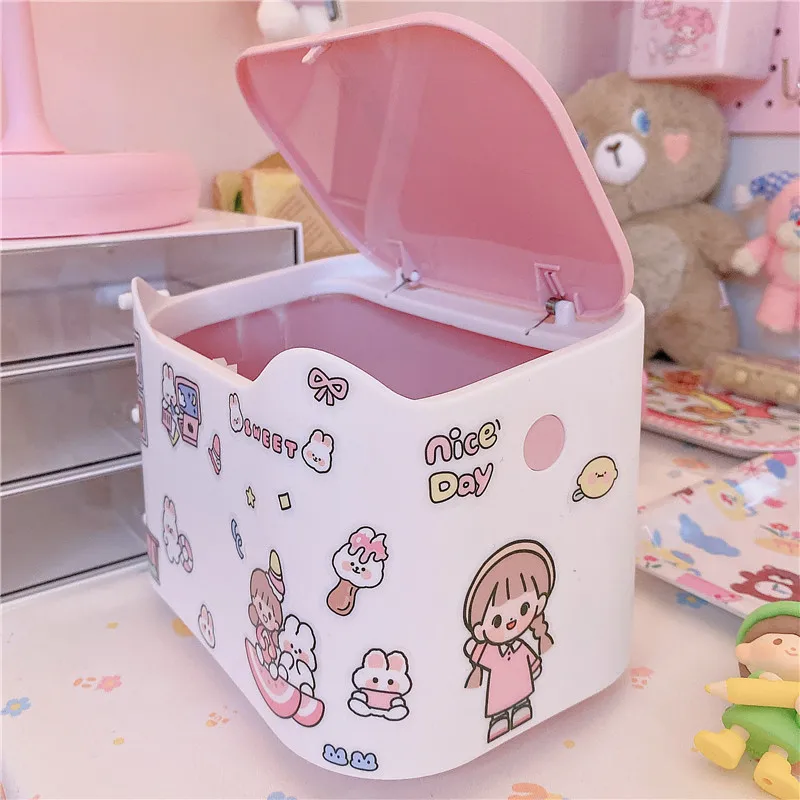 Милый Настольный контейнер для мусора мусорная корзина ведро хранения в