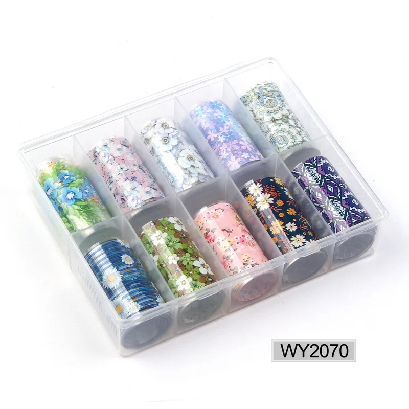 2070 Nail Foil 10 шт./компл. 4*100 см голографическое искусство ногтей Переводные Фольга наклейки бумага Звездное AB Цвет Фольга для ногтей наклейки для хобби ногтевой дизайн - Цвет: 2070 Nail Foil