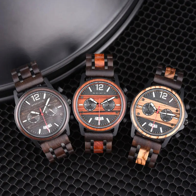 DODO DEER Men's Stop Watch Wood Luxury Stainless Steel Waterproof erkek kuvars saatler Custom Engraved Personality часы мужские enlarge