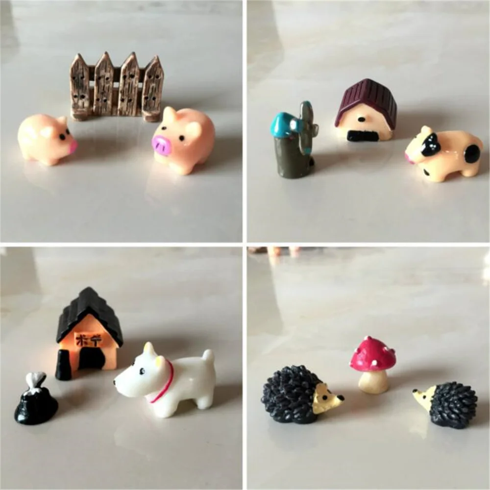 

Micro landscape decoration ornaments moss micro landscape decoration ornaments Dog and pig cartoon animal three-piece doll deco