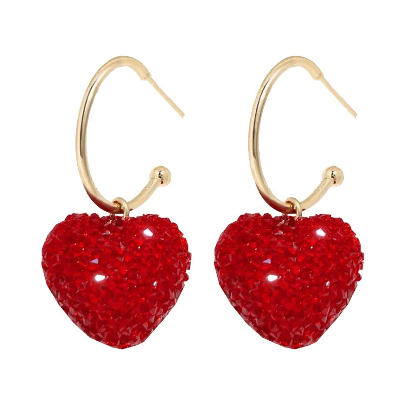 Женские серьги-подвески из серебра 925 пробы с сердечком и фианитом | Украшения