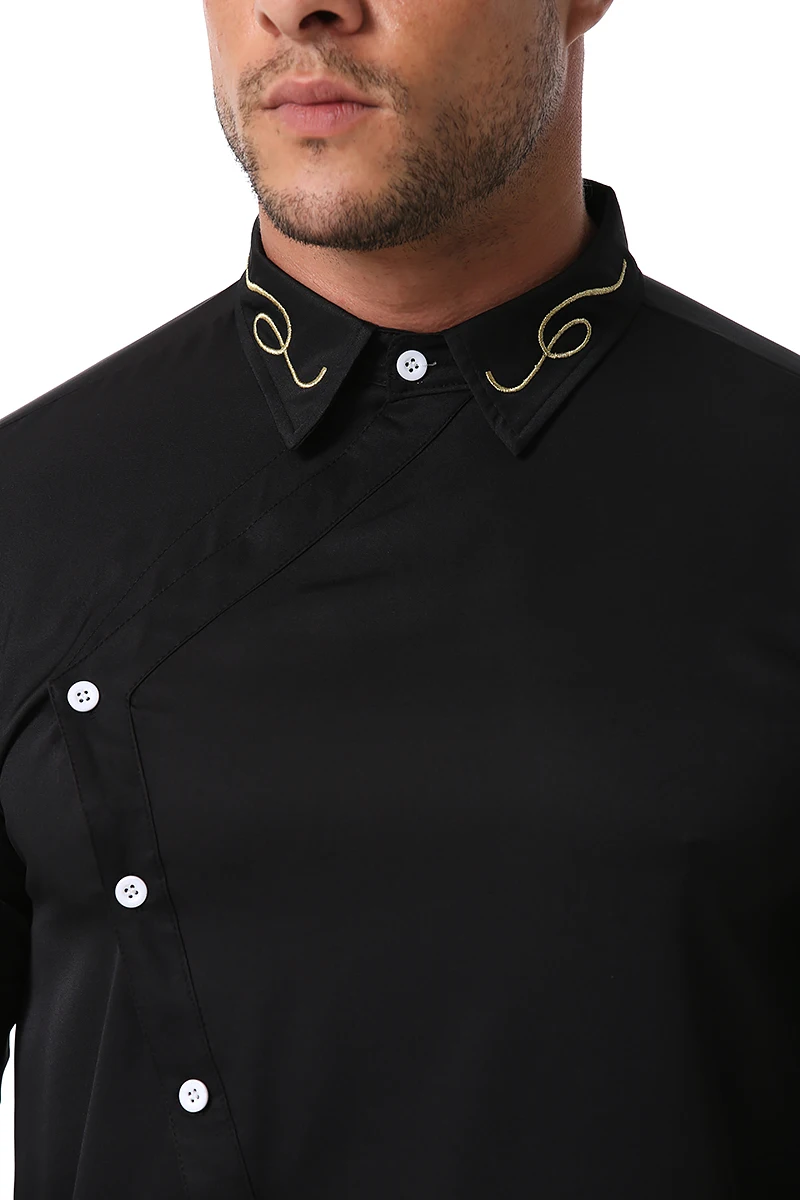 Мужская хлопковая рубашка с длинными рукавами белая приталенная деловая