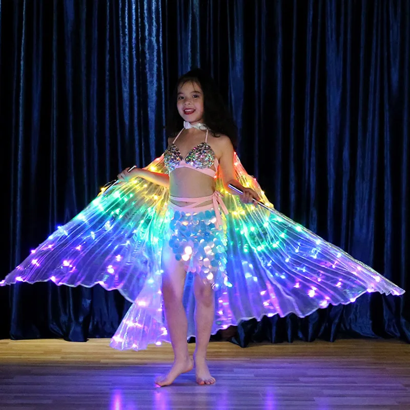

LED Luminescent color Cloak Children Dancers Luminous Butterfly Wing Stage Performance Belly Dancing Carnival Party Photo Prop