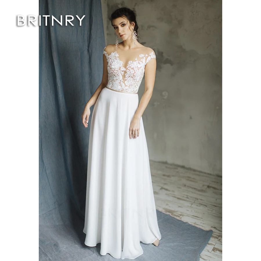 BRITNRY сексуальное ТРАПЕЦИЕВИДНОЕ пляжное свадебное платье с кружевной