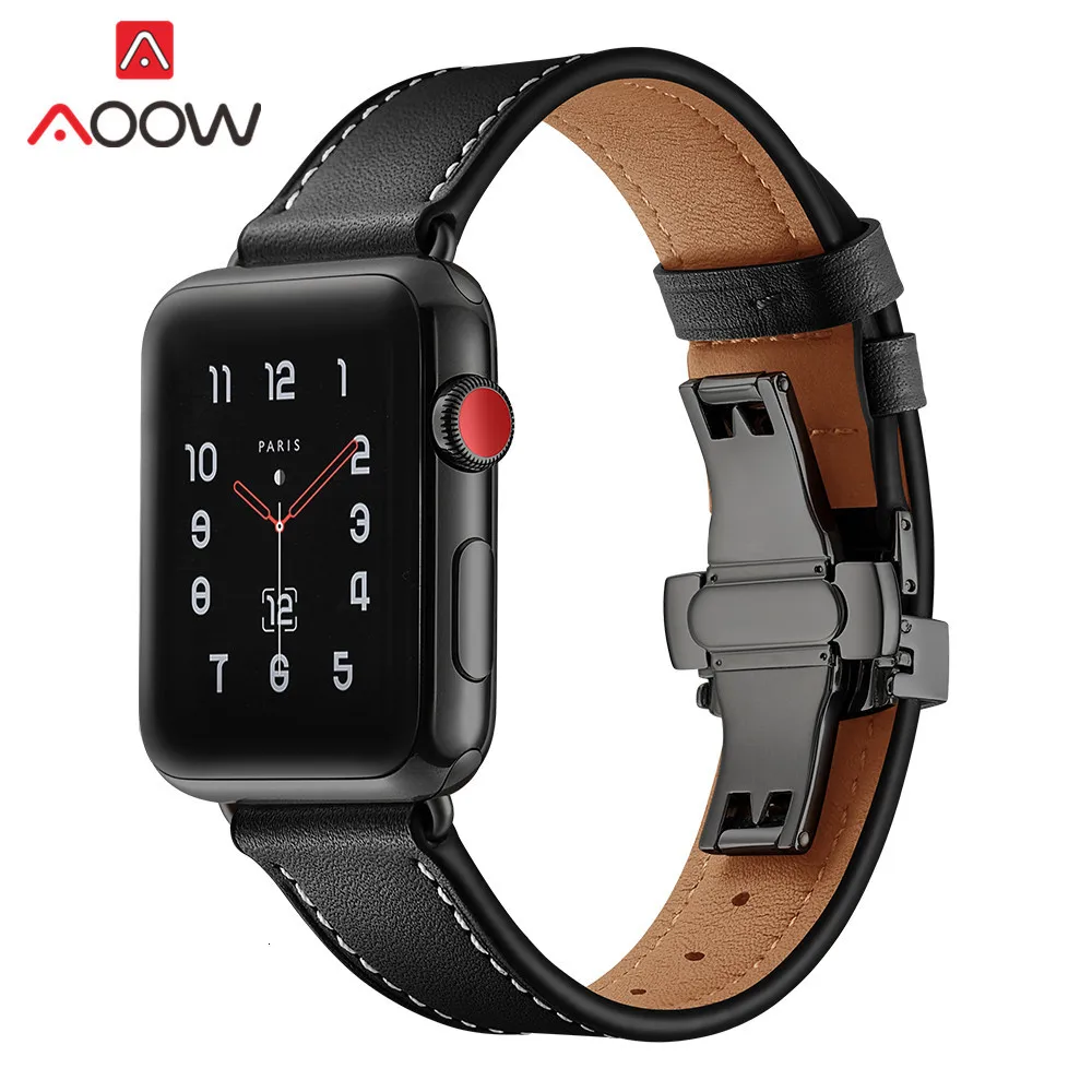 Ремешок для часов из натуральной коровьей кожи для Apple Watch 40 мм 44 мм 38 мм 42 мм 4 iwatch роскошный браслет из розового золота с бабочкой