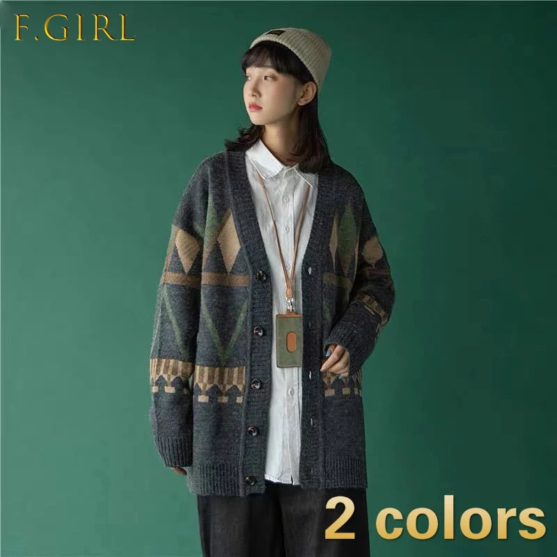 

Свитер Женский свободного покроя, жаккардовый художественный вязаный Классический Модный Нежный Универсальный кардиган в стиле ретро для ...