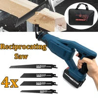18v electric saw machine cordless reciprocating saw with 4 blades kit metal wood cutting machine tool for makita 18v battery