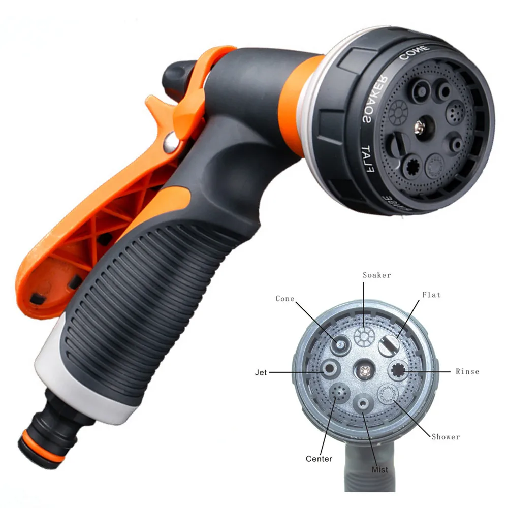 Plastic Garden Water Guns Patterns Nozzle Head Hose Sprayer Spray Auto Washing Home Pressure Household Too | Дом и сад
