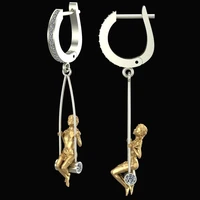 925 silver color earrings for swinge earrings 3d print model earrings for women silver color character round earrings party