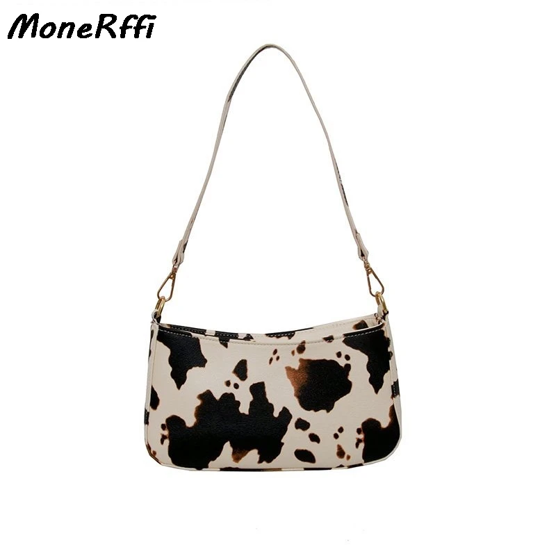 2020 Milk Cow Print Women Underarm Handbags Vintage PU Leather Girls Shoulder Messenger Bags Armpit Bag | Багаж и сумки