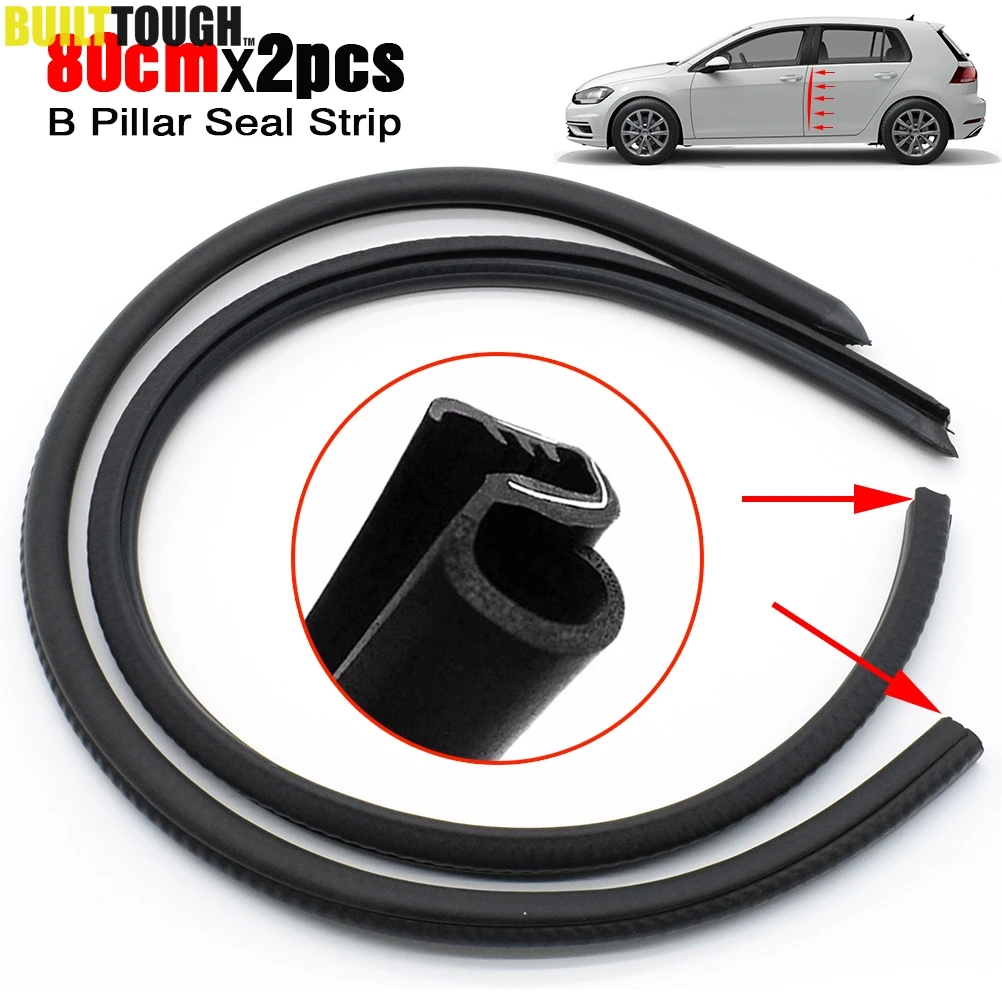 

2X 80Cm B Pillar Type Car Rubber Seal Strip Windproof Anti-Noise Dustproof EPDM Door Edge Sealing Strips Sealant Auto Styling