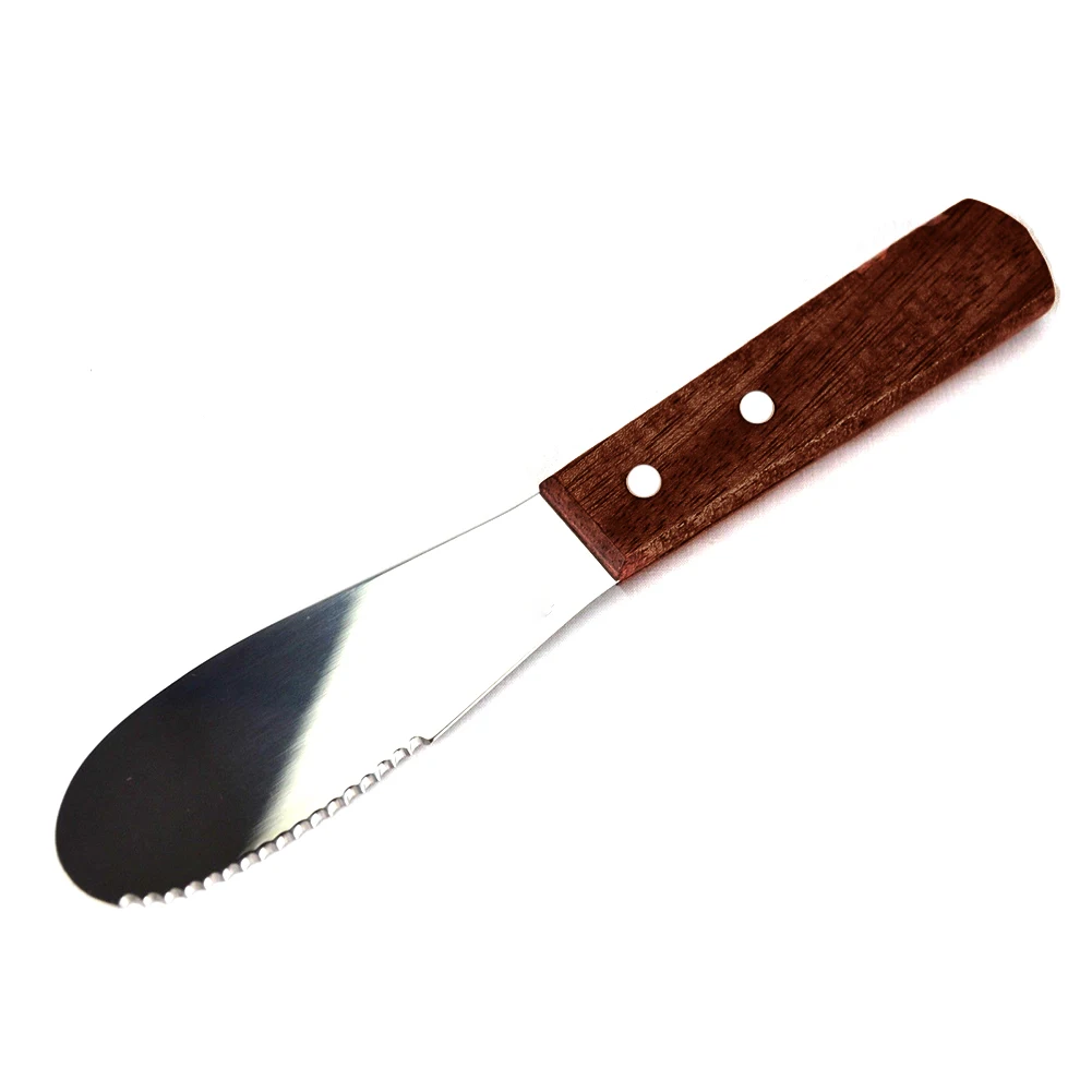 

Stainless Steel Spreader Cutlery Butter Spatula Scraper Breakfast Tool Wood Handle
