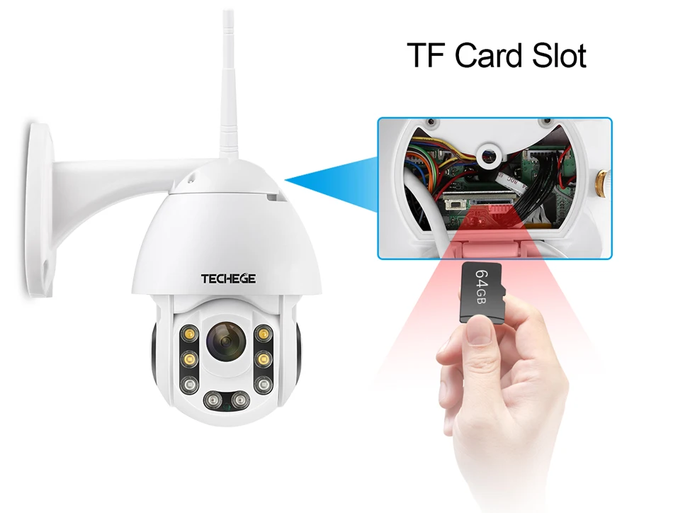 Techege HD 1080P Беспроводная IP камера CCTV AI обнаружения человека Pan Tilt Intercom 2MP камера безопасности TF хранение Открытый водонепроницаемый