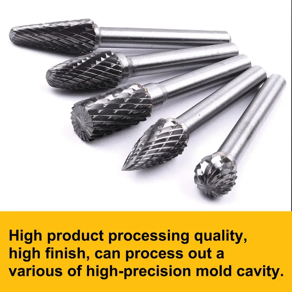 5 шт./компл. Ассорти 10 мм Головка карбида вольфрама роторные заусенцы