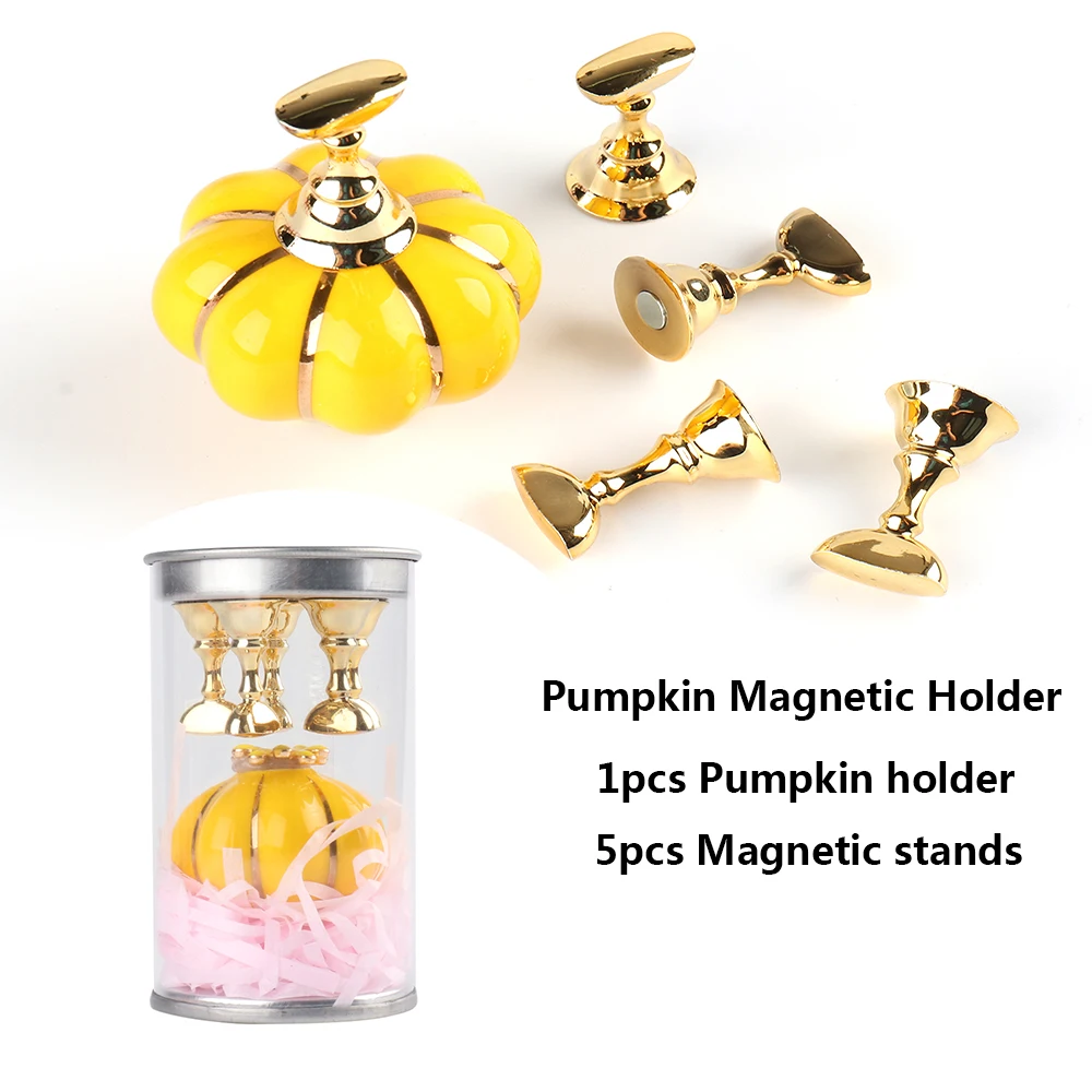 

5PCS Magnetic Nail Holder Pumpkin Shape Nail Art Practice Display False Nail Tip Training Stands DIY Manicure Tools GL1796