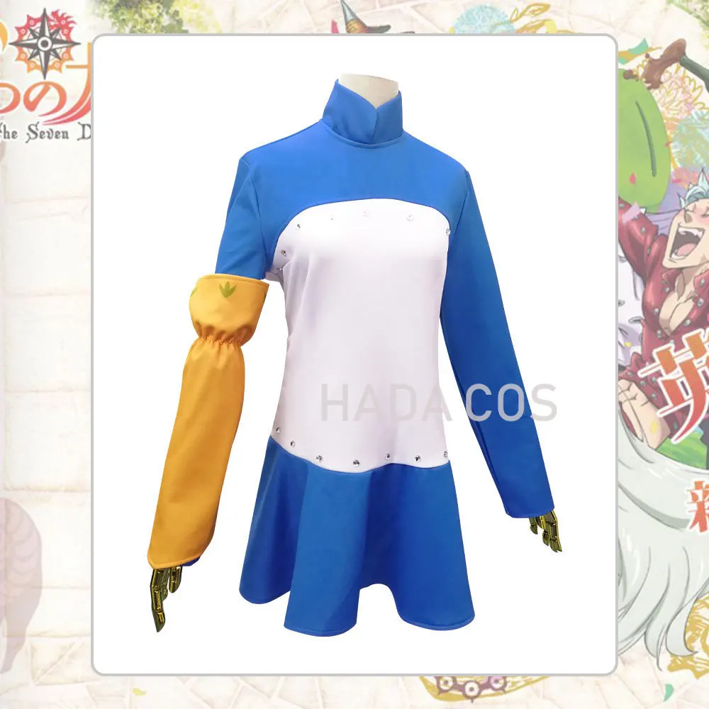 Женский костюм Элизабет лионес длинный зеленый парик из аниме Семь смертных