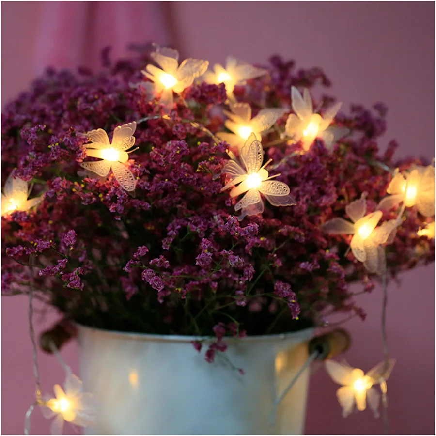 400 светодиодов гирлянда с бабочками сказочные огни для свадьбы дома дня рождения