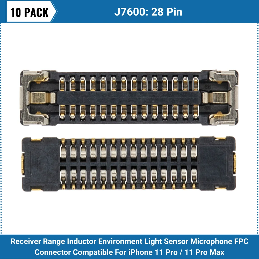 

10 Pack Receiver Range Inductor Environment Light Sensor Microphone FPC Connector Compatible For iPhone 11 Pro Max (J7600: 28 Pi