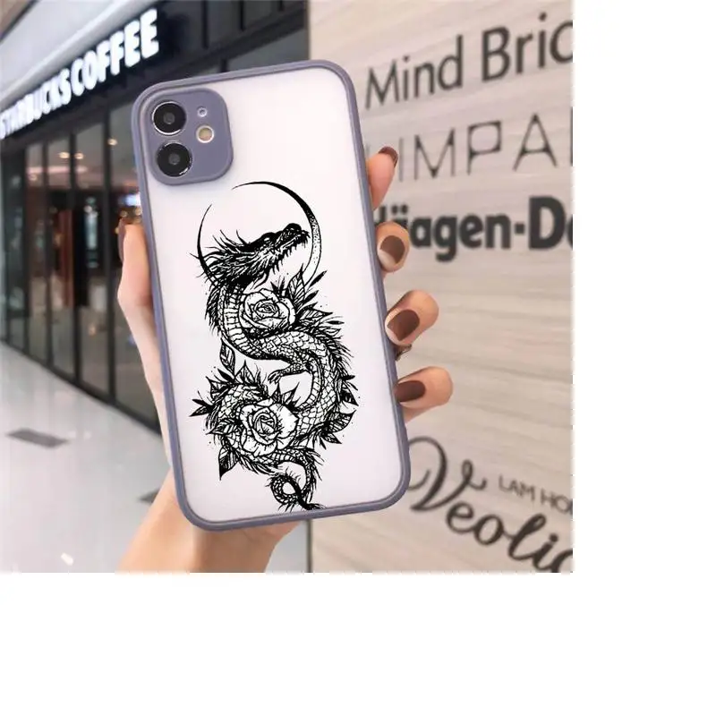 

Dragon Animal Pattern luxury Phone Cases shell matte transparent For iphone 7 8 11 12 plus mini x xs xr pro max cover
