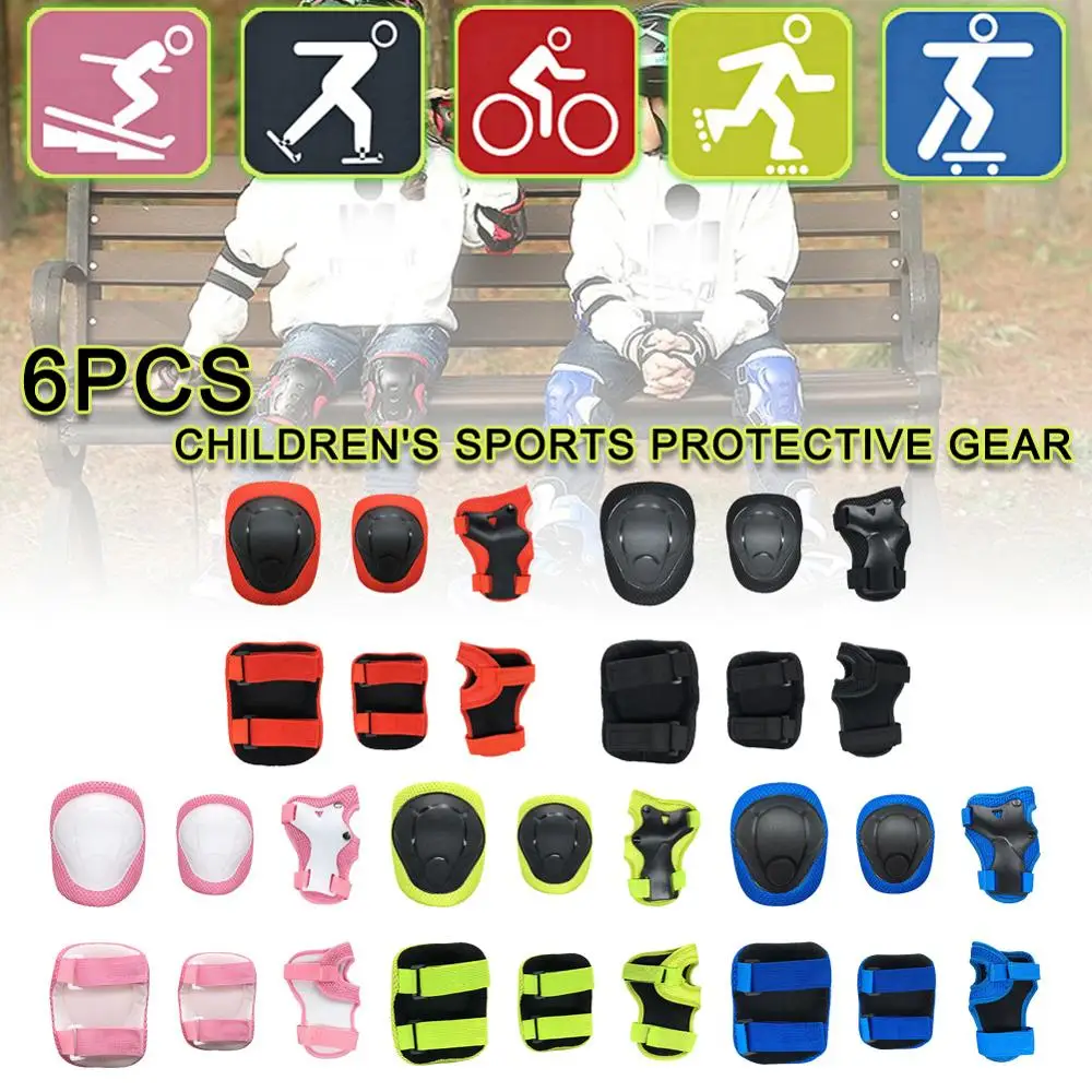 

6pcs/set Cycling Skating Protective Gear Pads Knee Elbow Pads Wrist Guards Outdoor Sport Safety Protector For Children Playing