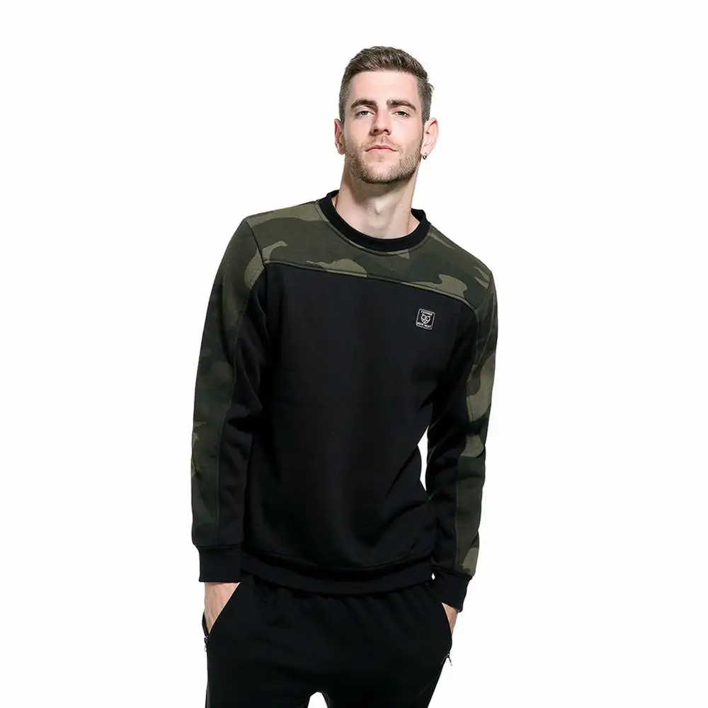 

Men's Casual Camouflage Long-sleeved Pullover Sweatshirt Plus Size Crew Neck Hoodie