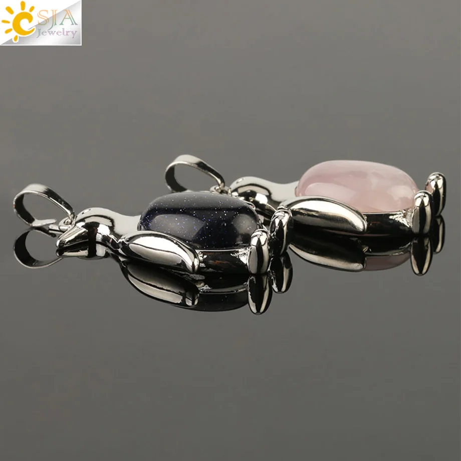 Кулон CSJA в виде пингвина для женщин и девочек ожерелье из натурального камня