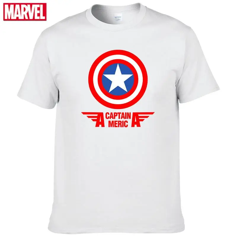 

Marvel The Avengers Captain America Print Short Sleeve T-shirts Summer Men T-shirt Graphic T Shirts Women's Cotton T-shirt