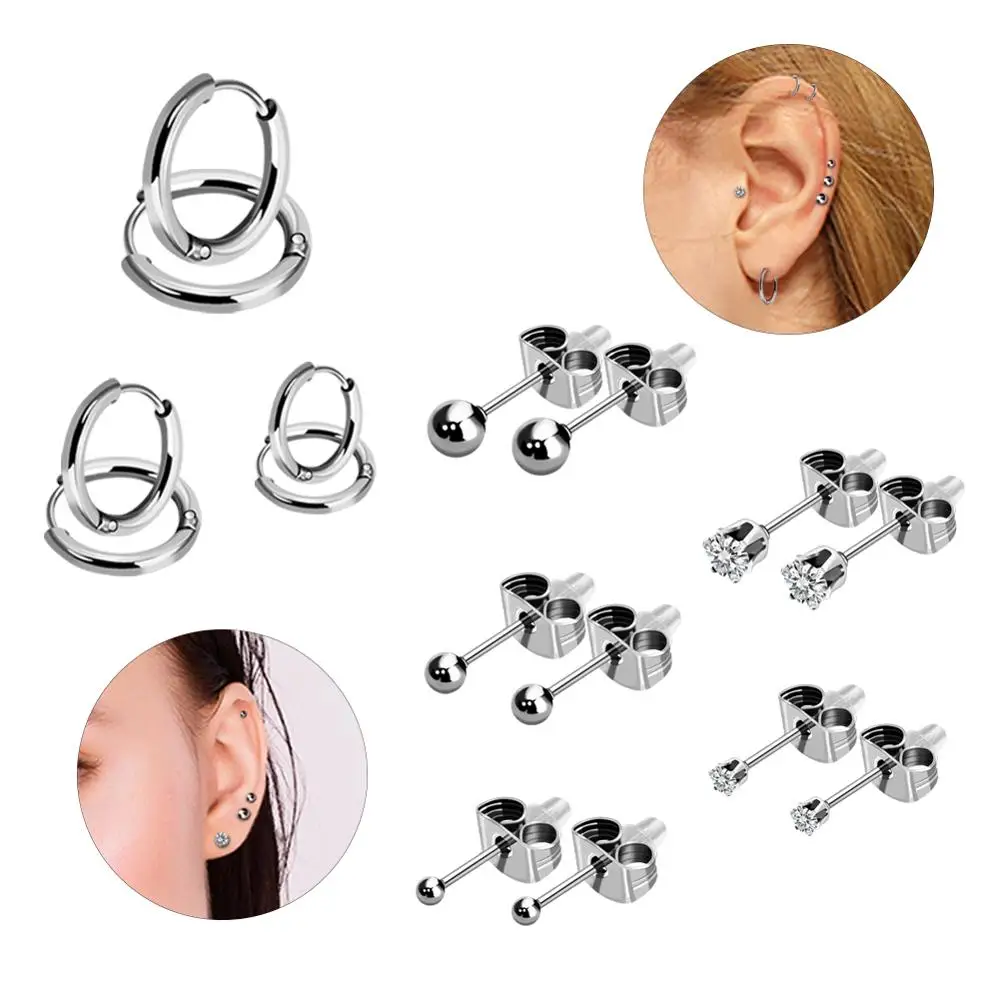 Серьги-гвоздики из нержавеющей стали с цирконом бабочкой | Украшения и