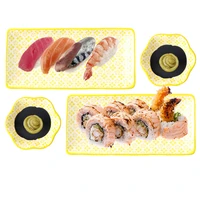 ceramic sushi plate sauce dish set japanese style 4 pcs combo underglaze rectangular dessert porcelain tableware czy10600 16