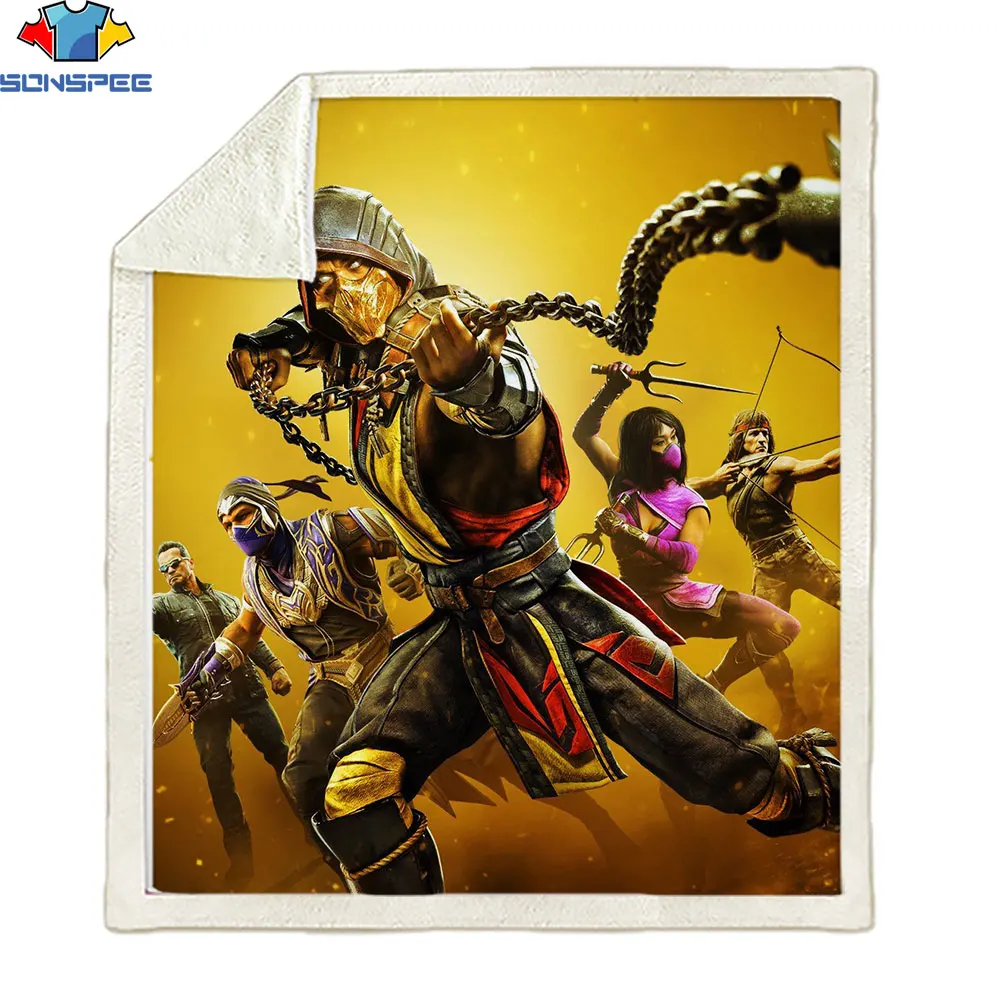 

Одеяло SONSPEE осенне-зимнее, с 3D принтом, Mortal Kombat, рубашки, уличная одежда, мужские и женские теплые одеяла для мальчиков, товары для дома