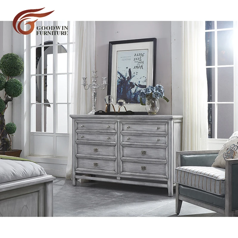 Drawer Chest Серый цвет королевская кровать дизайн деревянный прикроватный столик и комод WA401 - Цвет: Drawer Chest