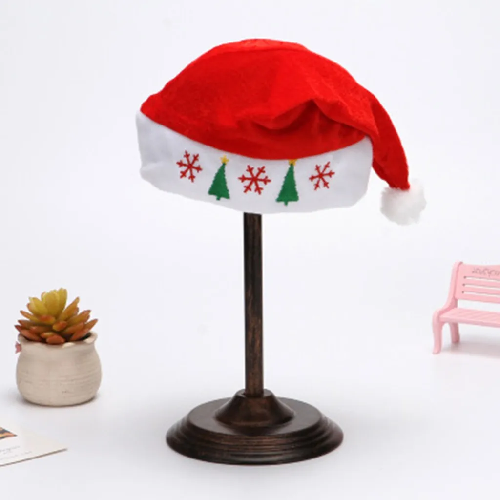 Мужские и женские рождественские эластичные шапки аксессуары с узором Санта