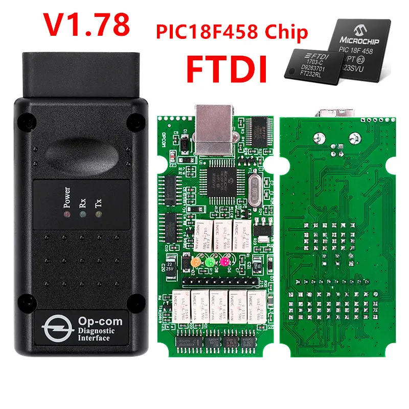 opcom v1.78 OPCOM для Opel V1.65/V1.7/V1.78/V1.99 с PIC18F458 FTDI op-com OBD2 автоматический диагностический инструмент OP COM CAN BUS интерфейс obd сканер - Цвет: opcom v1.78