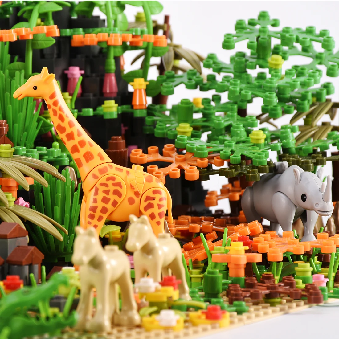 

(Customized)983Pcs Tropical Rainforest Scene Brick Small Particle DIY Building Blocks Kit Stem Toy