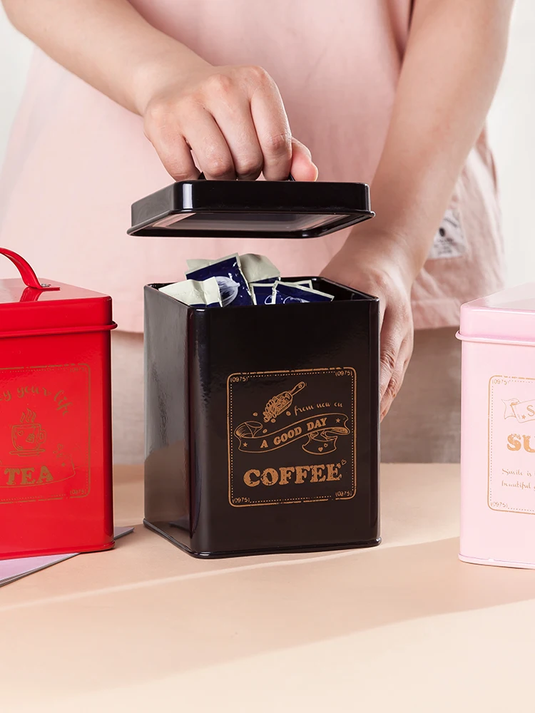 Квадратные герметичные Баночки в ретро стиле кофейные горшки баночки для пудры