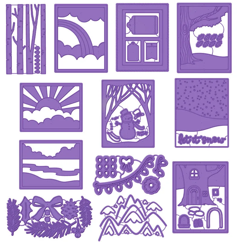

Rectangle Frames Tree Sky Pond Sunshine Treehouse Scenes Phrases Metal Cutting Dies for DIY Scrapbooking Cards Crafts 2019 New