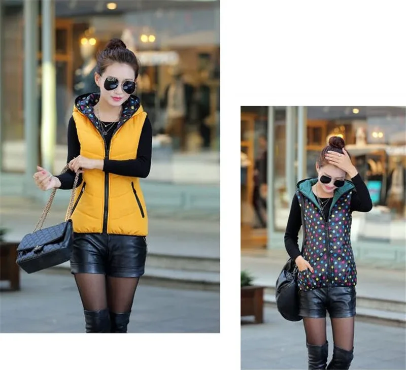 Модный осенне-зимний пуховый хлопковый жилет двусторонний жилет с капюшоном в Корейском стиле Повседневный жилет без рукавов, верхняя одежда 26