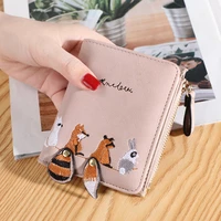animal print fold mulit pocket wallets women girls clutch short purse handbags pu leather moneybag billfold card holder wallets